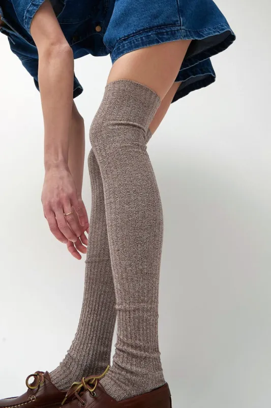 Baserange Overknee Socks in Grey Brown Melange sold by No. 6