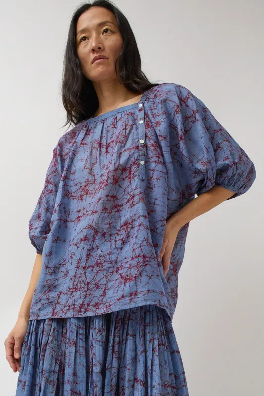 Anaak Elise Batik Pop-Over Blouse in Cerulean Batik sold by No. 6