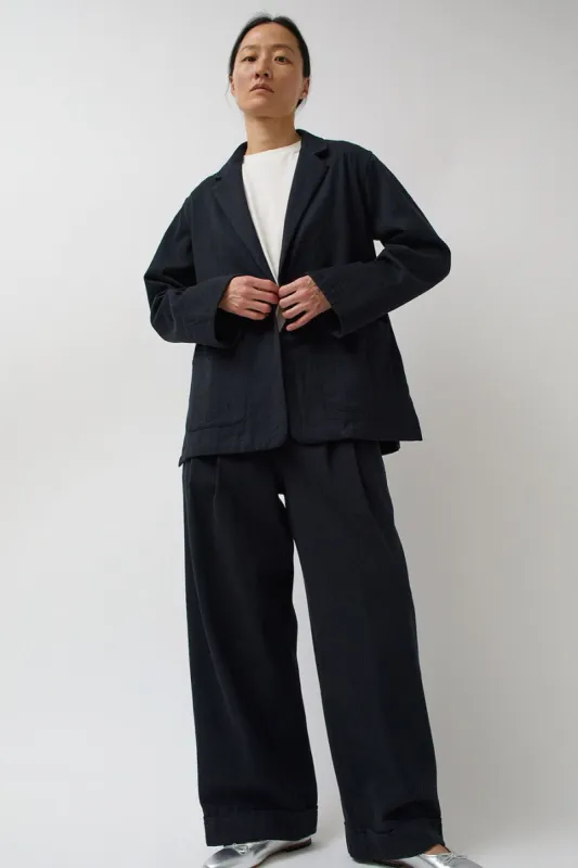 NYMANE Drapey Blazer in Black Warp and Indigo Weft made by No. 6