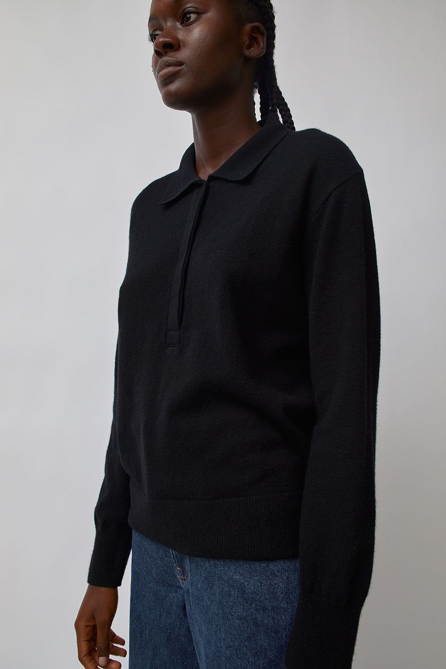 Mijeong Park Cashmere Blend Polo Sweater in Black sold by No. 6 product image thumbnail 3