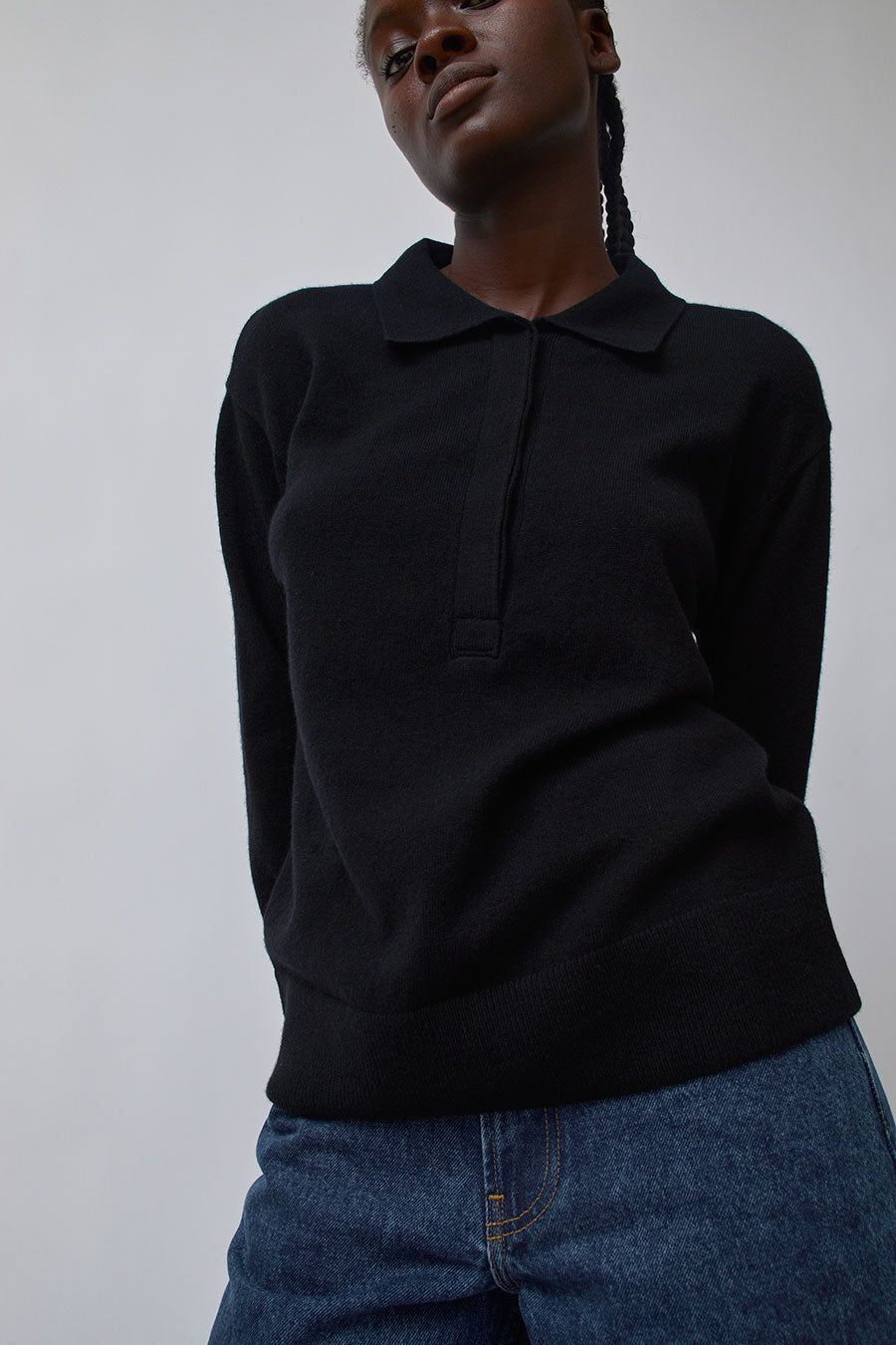 Mijeong Park Cashmere Blend Polo Sweater in Black sold by No. 6 product image thumbnail 2