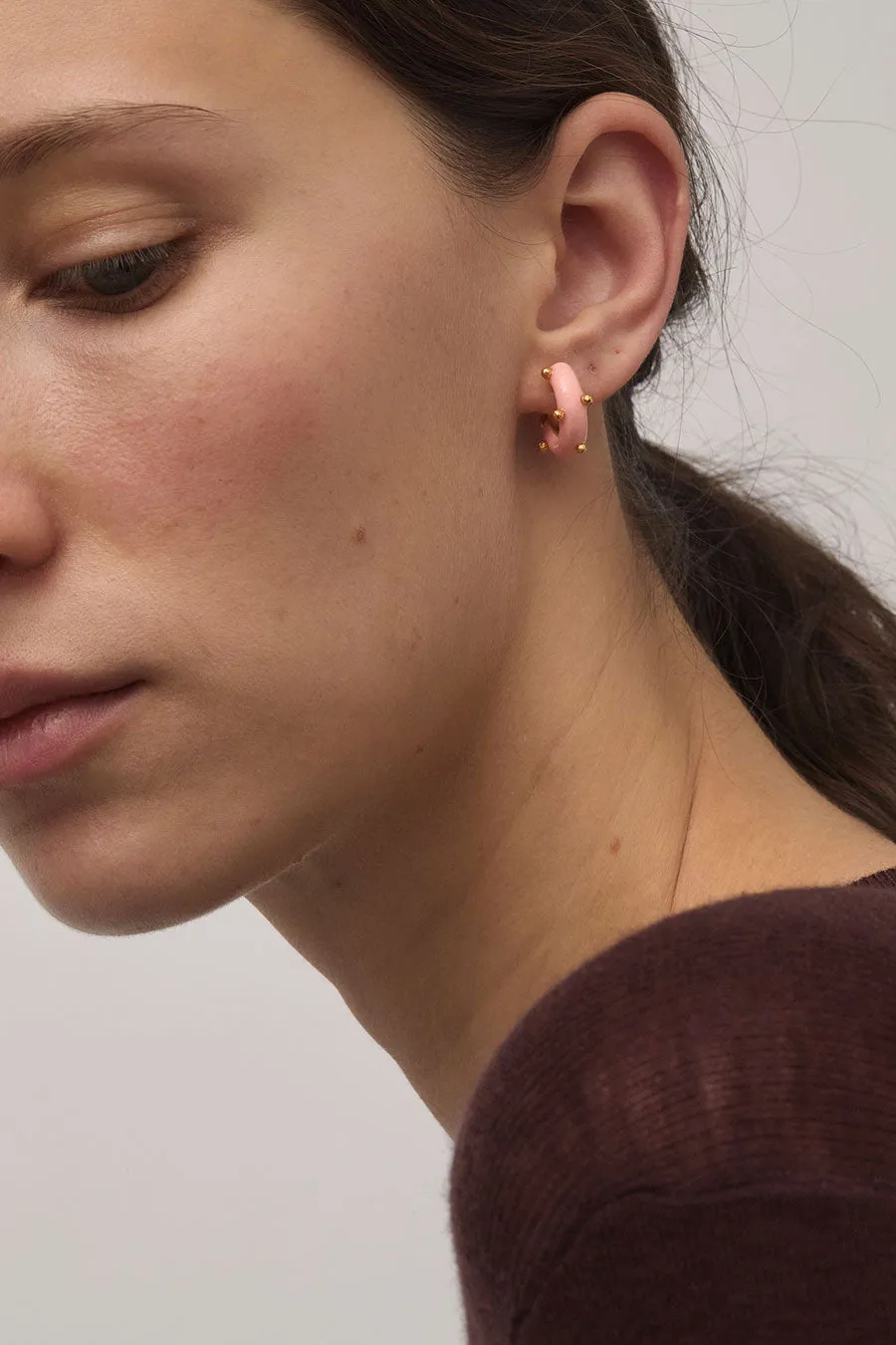 Hannayoo Works Mini Moon Earrings in Pink sold by No. 6 product image thumbnail 4