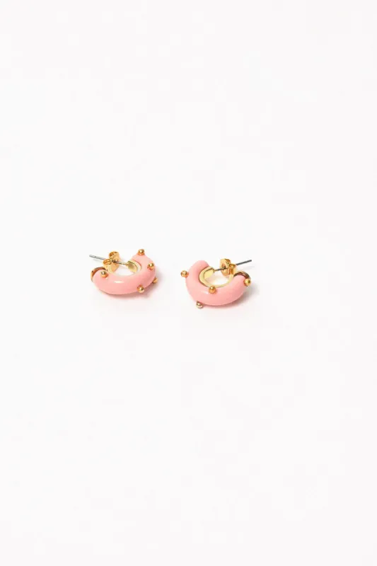 Hannayoo Works Mini Moon Earrings in Pink sold by No. 6