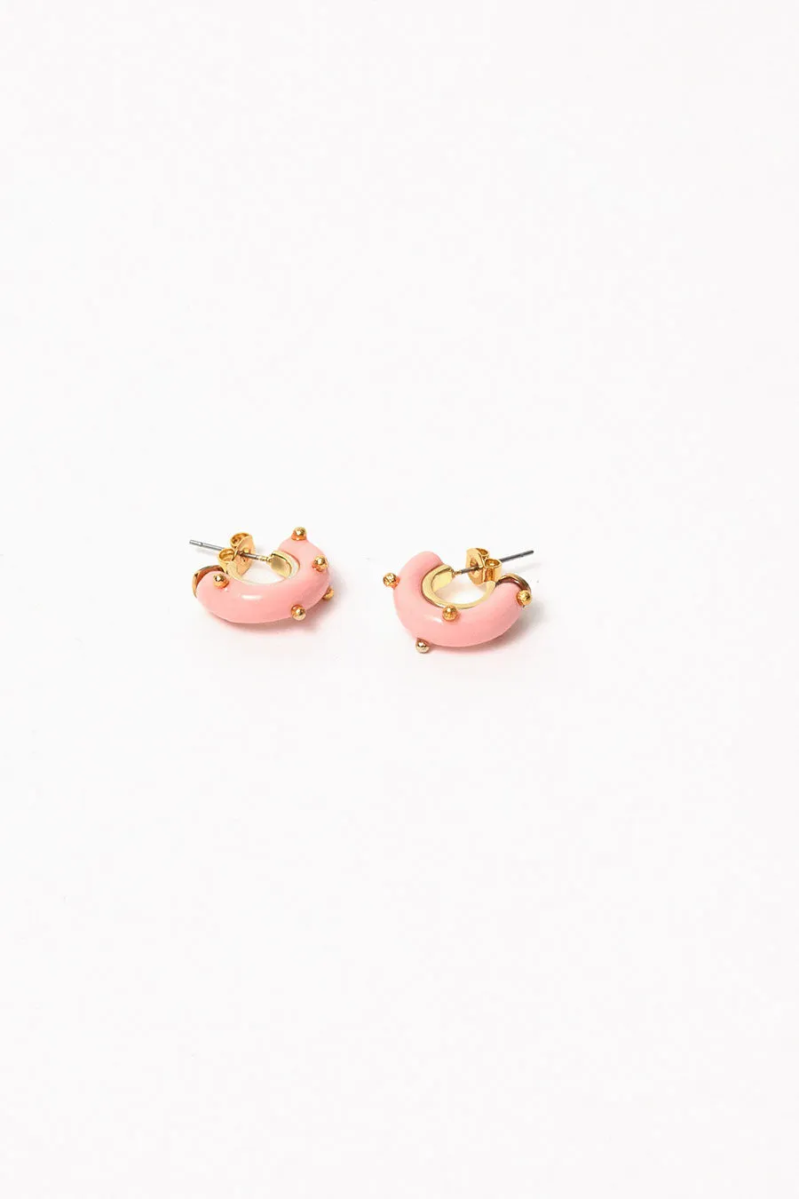 Hannayoo Works Mini Moon Earrings in Pink sold by No. 6