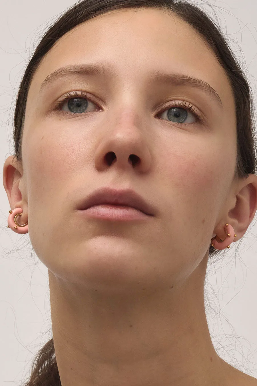 Hannayoo Works Mini Moon Earrings in Pink sold by No. 6 product image thumbnail 2