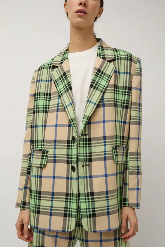 Henrik Vibskov Note Blazer in Mint Beige Checks made by No. 6
