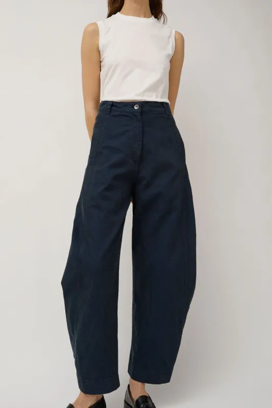 Henrik Vibskov Post Denim Pants in Navy Blue Twill sold by No. 6