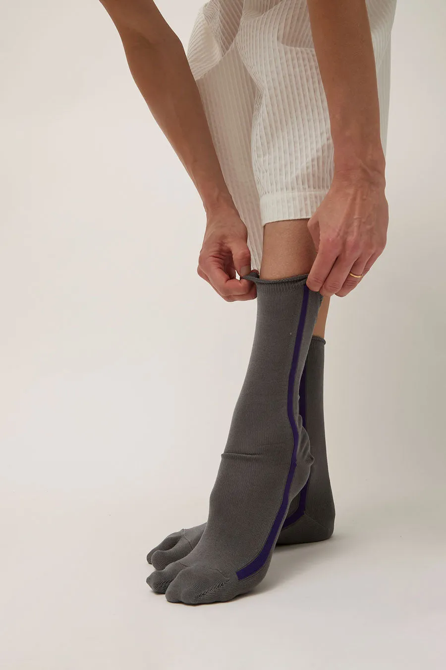 Tabito Tabi Line Socks in Charcoal and Purple sold by No. 6 product image thumbnail 2