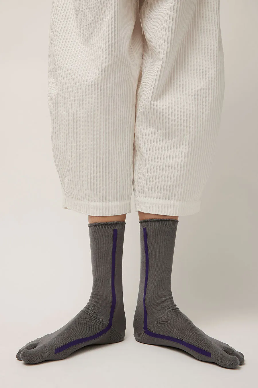 Tabito Tabi Line Socks in Charcoal and Purple sold by No. 6 product image thumbnail 3