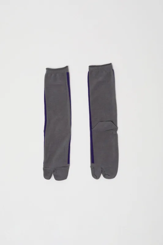 Tabito Tabi Line Socks in Charcoal and Purple sold by No. 6