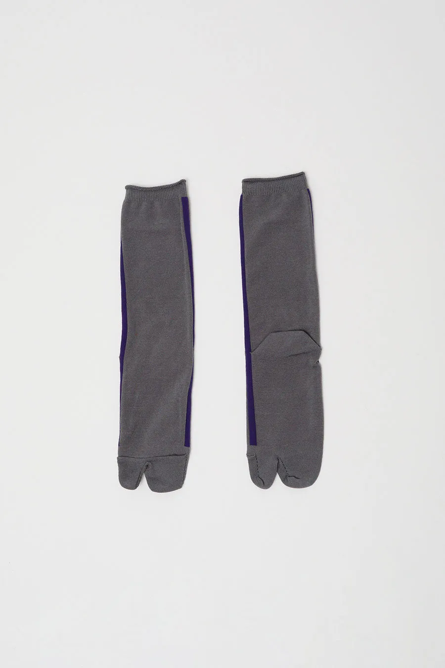 Tabito Tabi Line Socks in Charcoal and Purple sold by No. 6