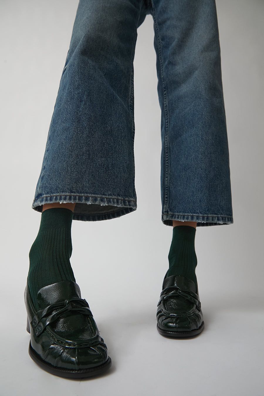 Maria La Rosa Ribbed Ankle Socks in Cipresso sold by No. 6