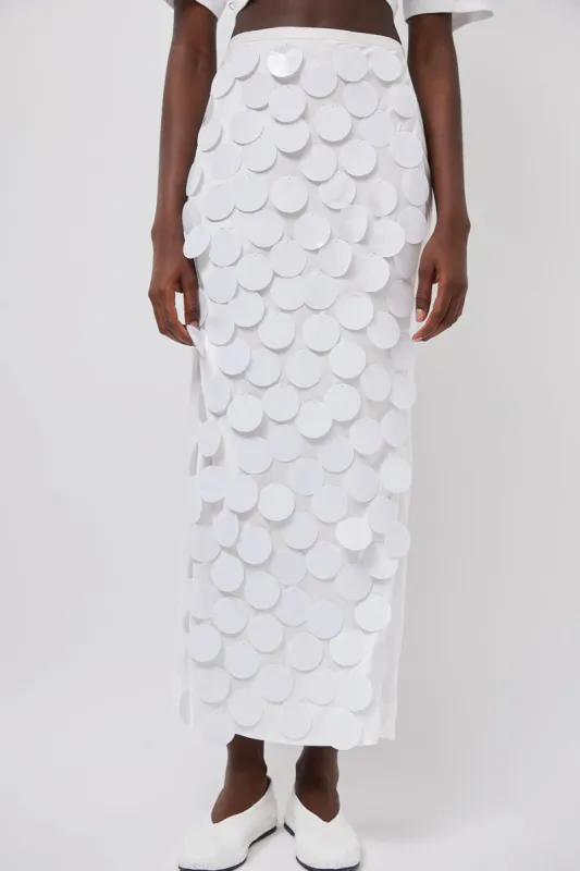 INSHADE Long Sequin Skirt in White made by No. 6