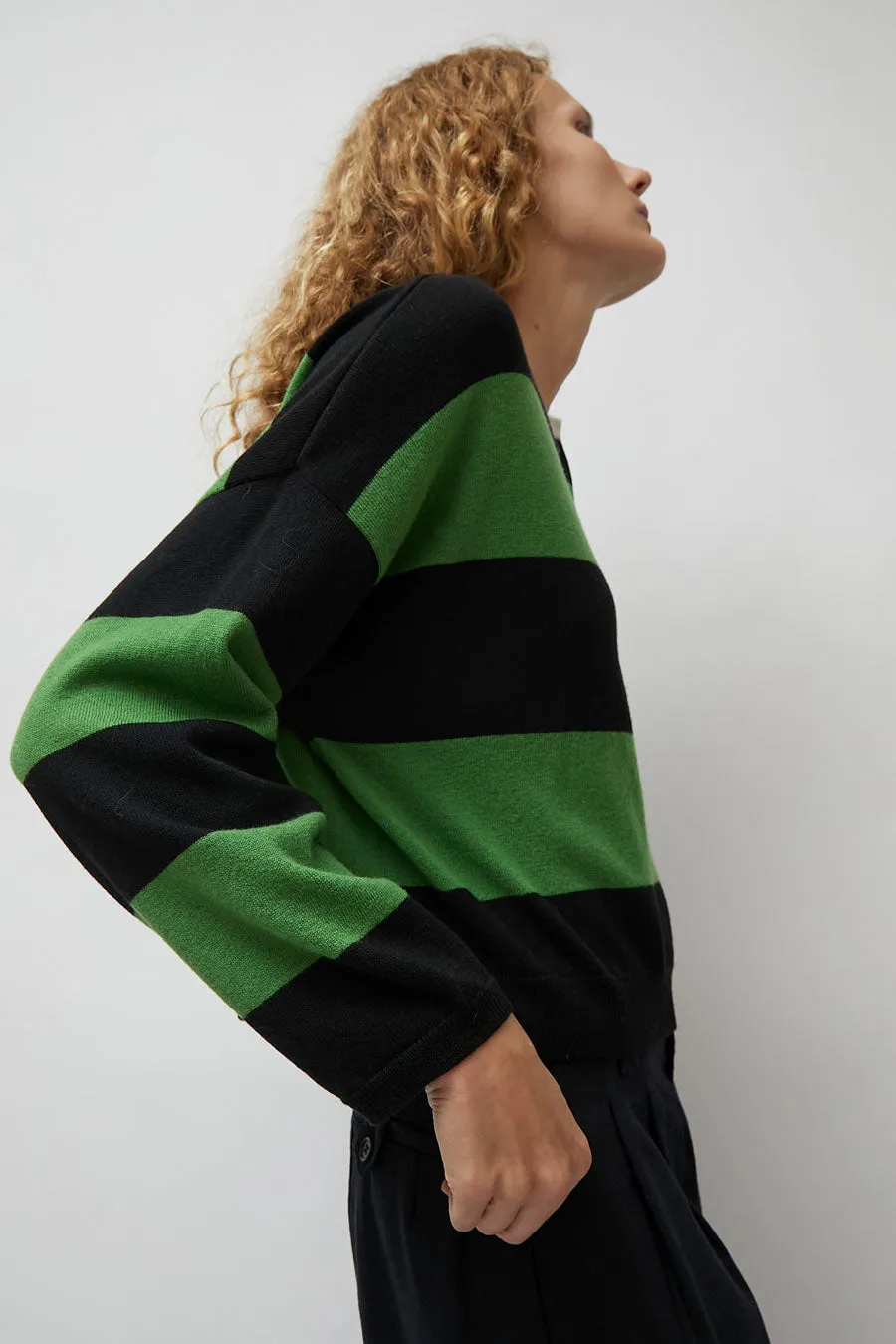 CORDERA Merino Wool Striped Polo in Herba sold by No. 6 product image thumbnail 4