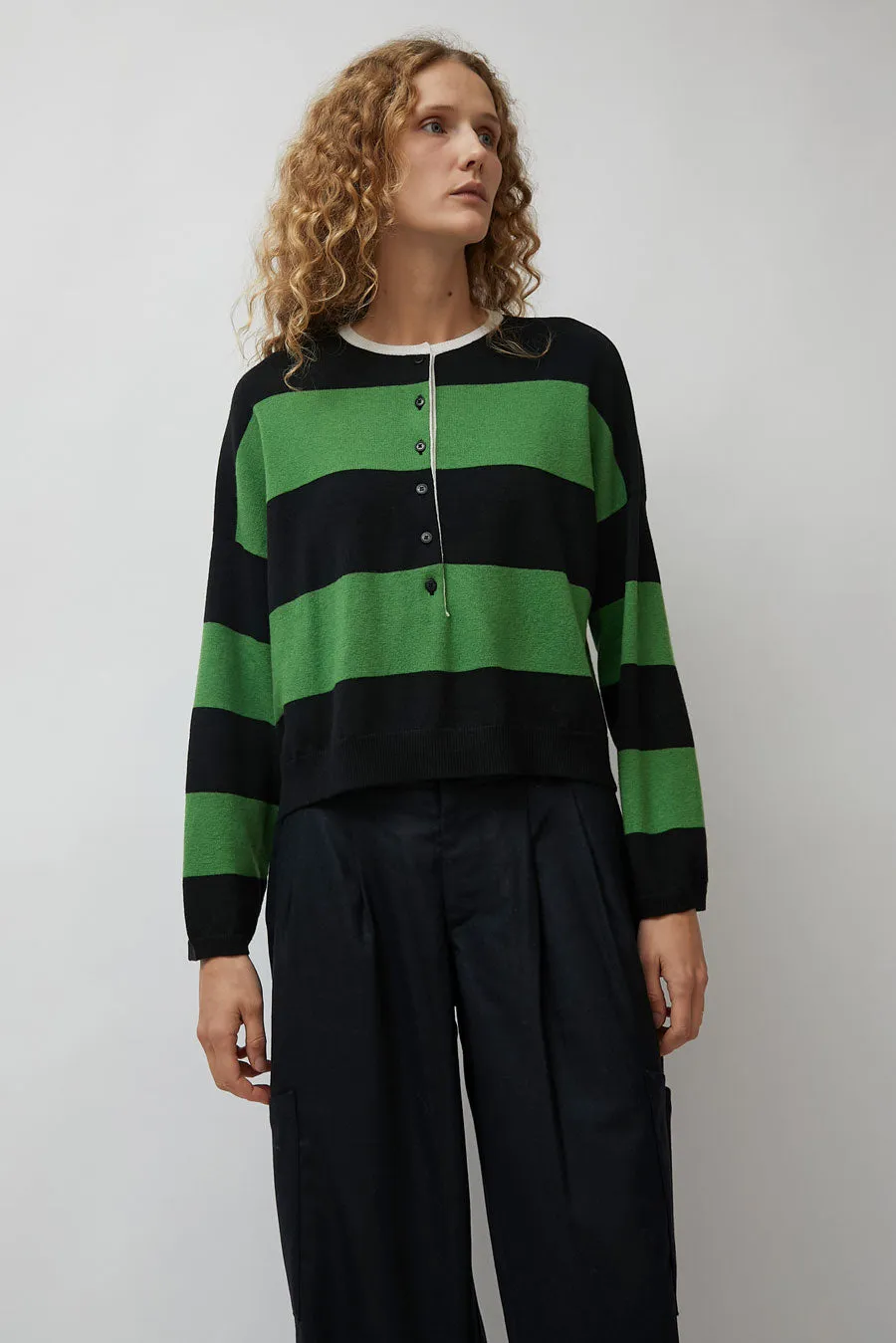 CORDERA Merino Wool Striped Polo in Herba sold by No. 6