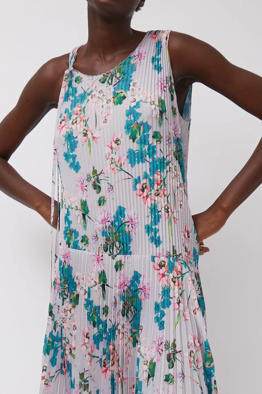 Marios Pleated Asymmetric Sleeveless Dress in Floral sold by No. 6 product image thumbnail 3
