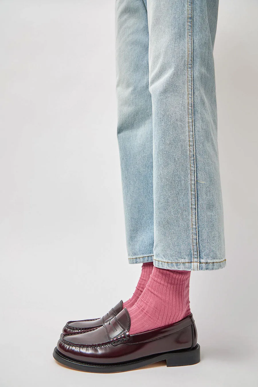 Maria La Rosa Ribbed Mid Calf Bio Cotton Socks in Rose sold by No. 6 product image thumbnail 2