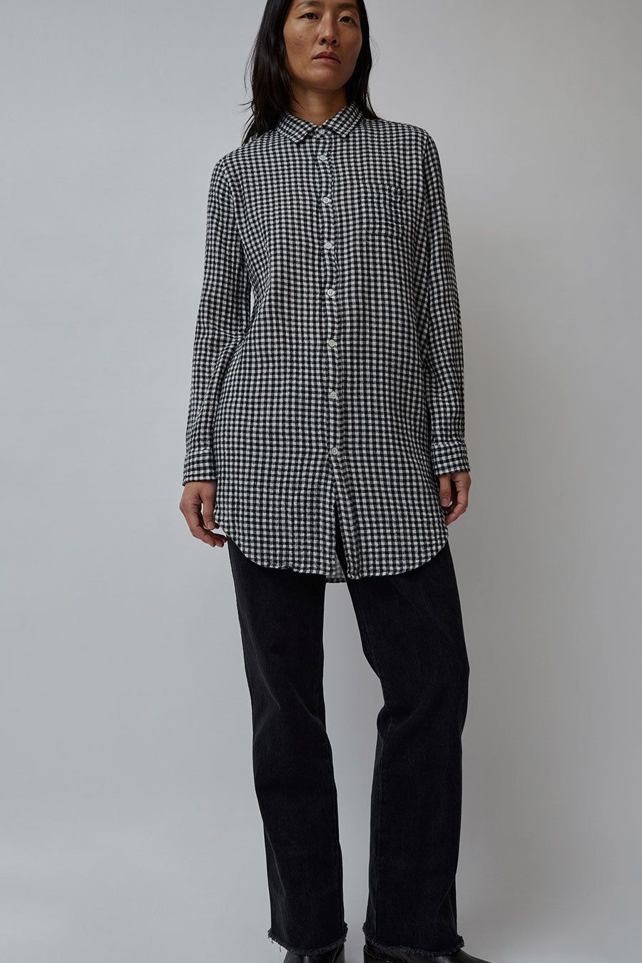 Sultan Wash Maria Shirt in Vichy Noir and Ecru sold by No. 6