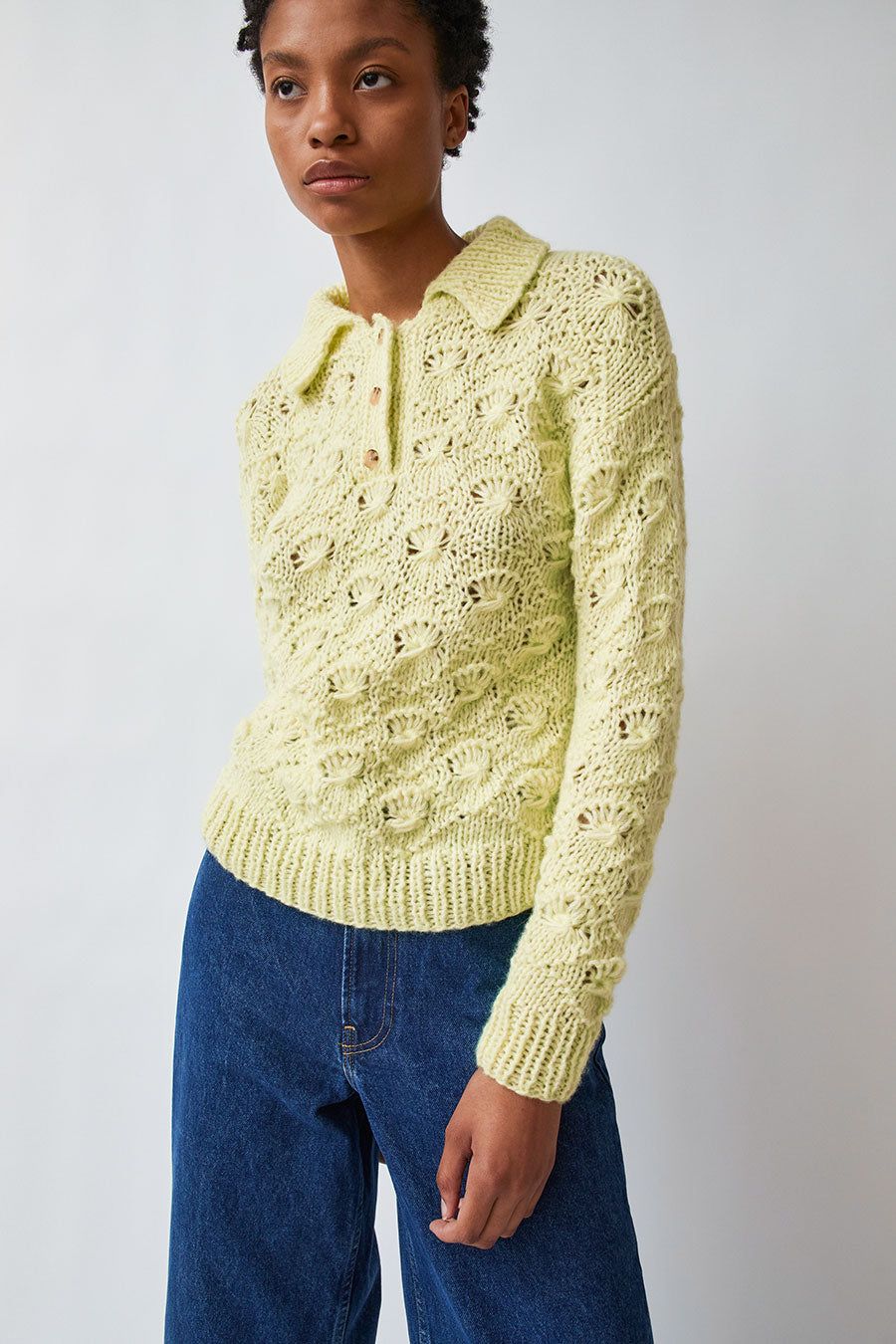 Kotika Shell Polo Sweater in Light Green sold by No. 6 product image thumbnail 3