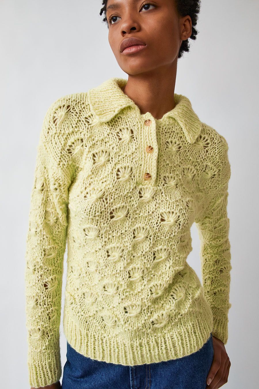 Kotika Shell Polo Sweater in Light Green sold by No. 6