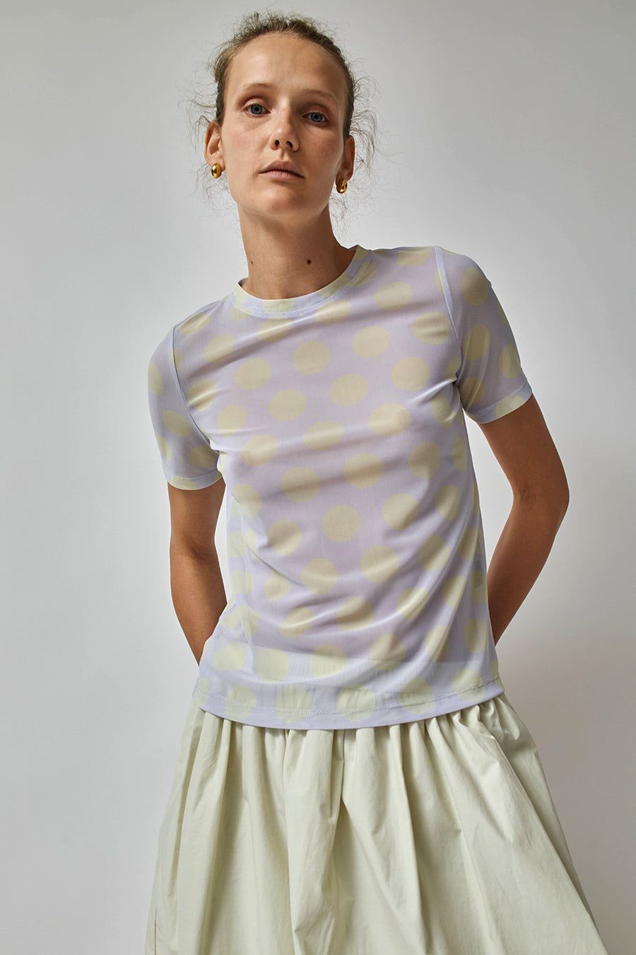 No.6 Carey Tee in Cloud and Lemon Dot sold by No. 6