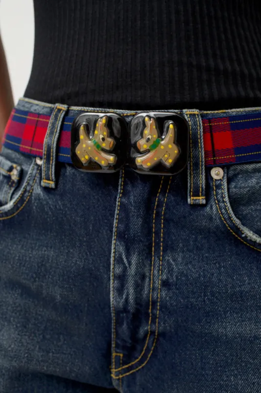 Exquisite J Character Belt in Tartan sold by No. 6