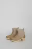 No.6 5" Pull On Shearling Clog Boot on Mid Tread in Bone Suede on White Base sold by No. 6