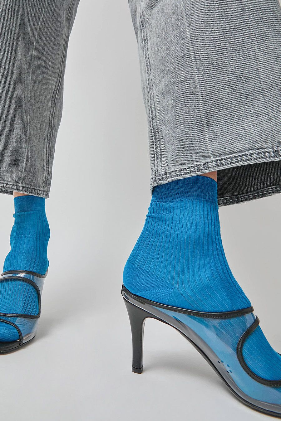 Maria La Rosa Silk Ribbed Ankle Socks in Ceruleo sold by No. 6 product image thumbnail 2