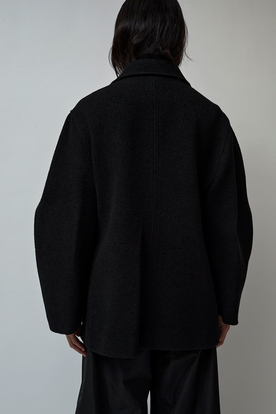 【AMOMENTO】24fw HOURGLASS HALF COAT AMOMENTO Hourglass Wool Half Coat - Black | Garmentory