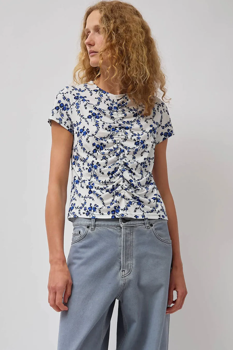 No.6 Tara Top in White and Blue Trellis sold by No. 6