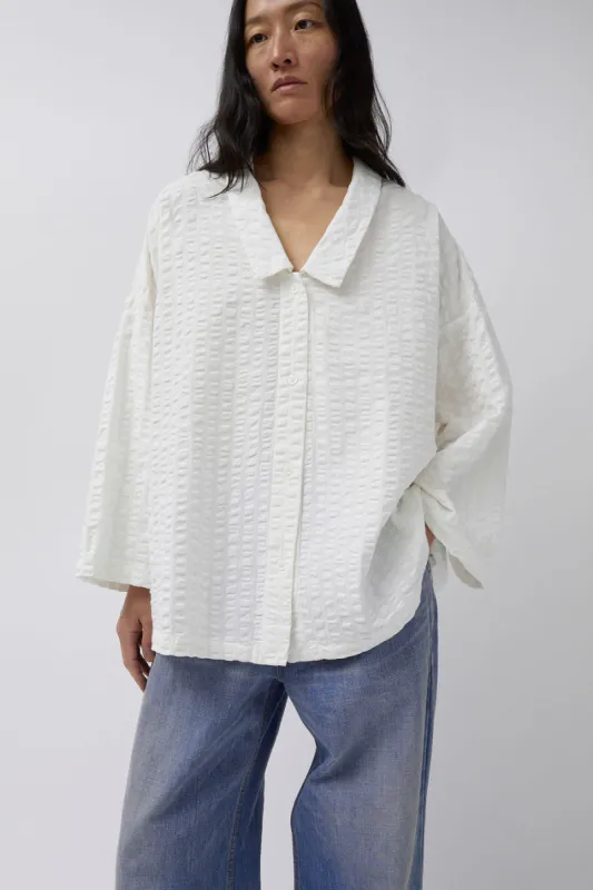 Black Crane Chelsea Cotton Shirt in White sold by No. 6