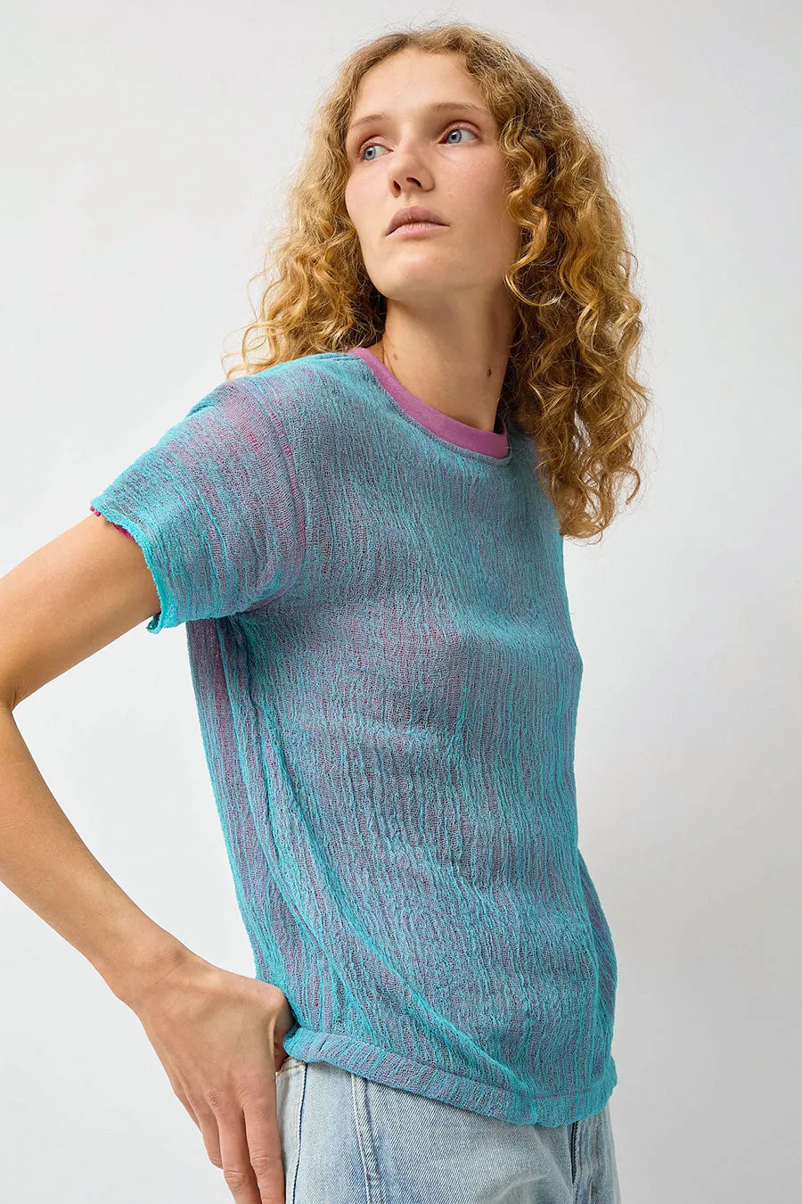 Halo Labels Gauze T-Shirt in Acai sold by No. 6