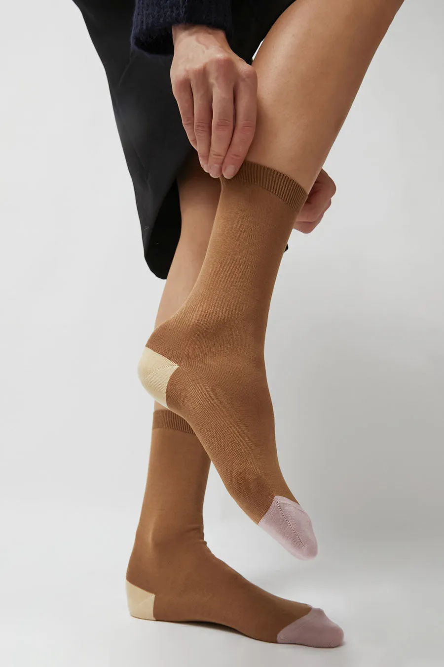 Maria La Rosa Tricolor Cotton Socks in Brown sold by No. 6