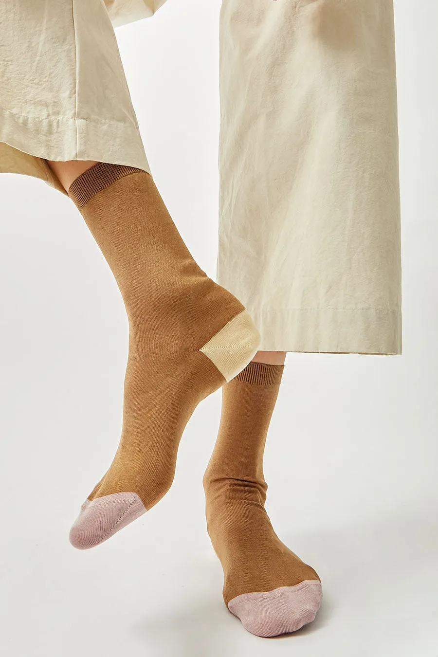 Maria La Rosa Tricolor Cotton Socks in Brown sold by No. 6 product image thumbnail 5