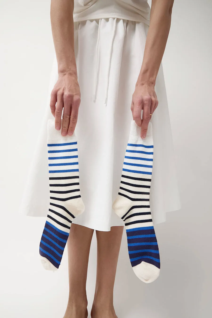 Rototo Multi Marine Stripe Socks in Navy sold by No. 6