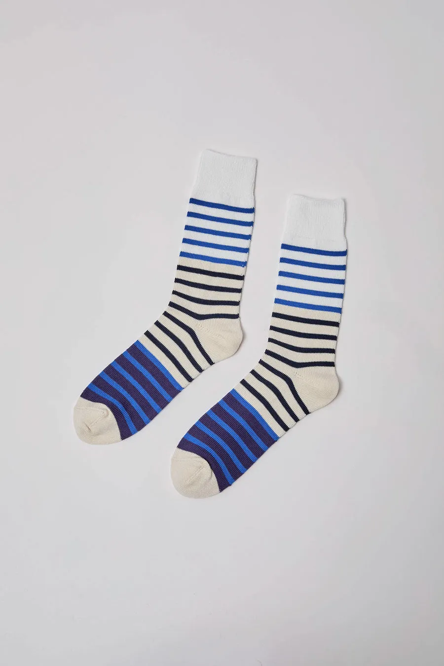 Rototo Multi Marine Stripe Socks in Navy sold by No. 6 product image thumbnail 2