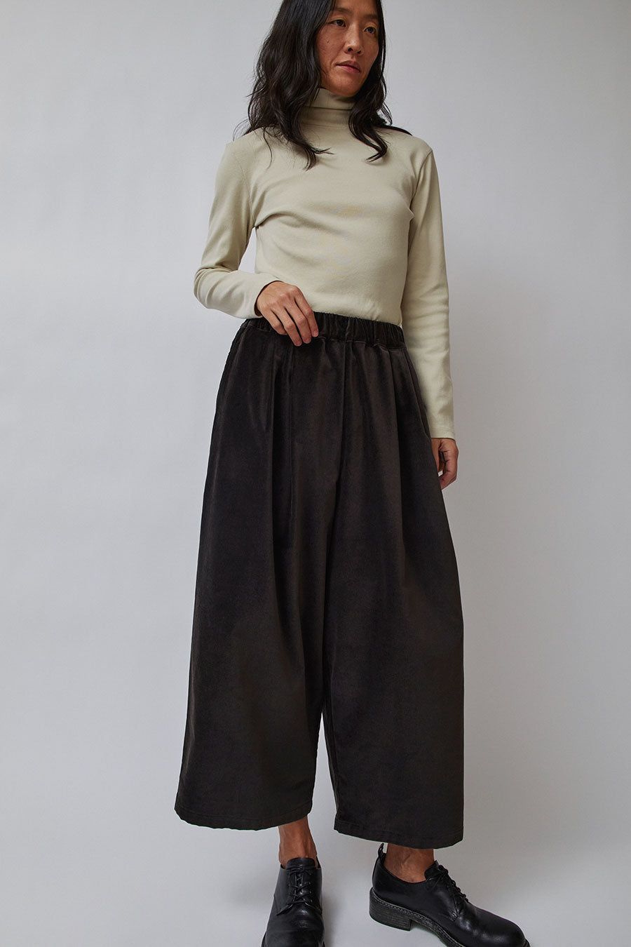 Black Crane Wide Pants in Sumi Black sold by No. 6