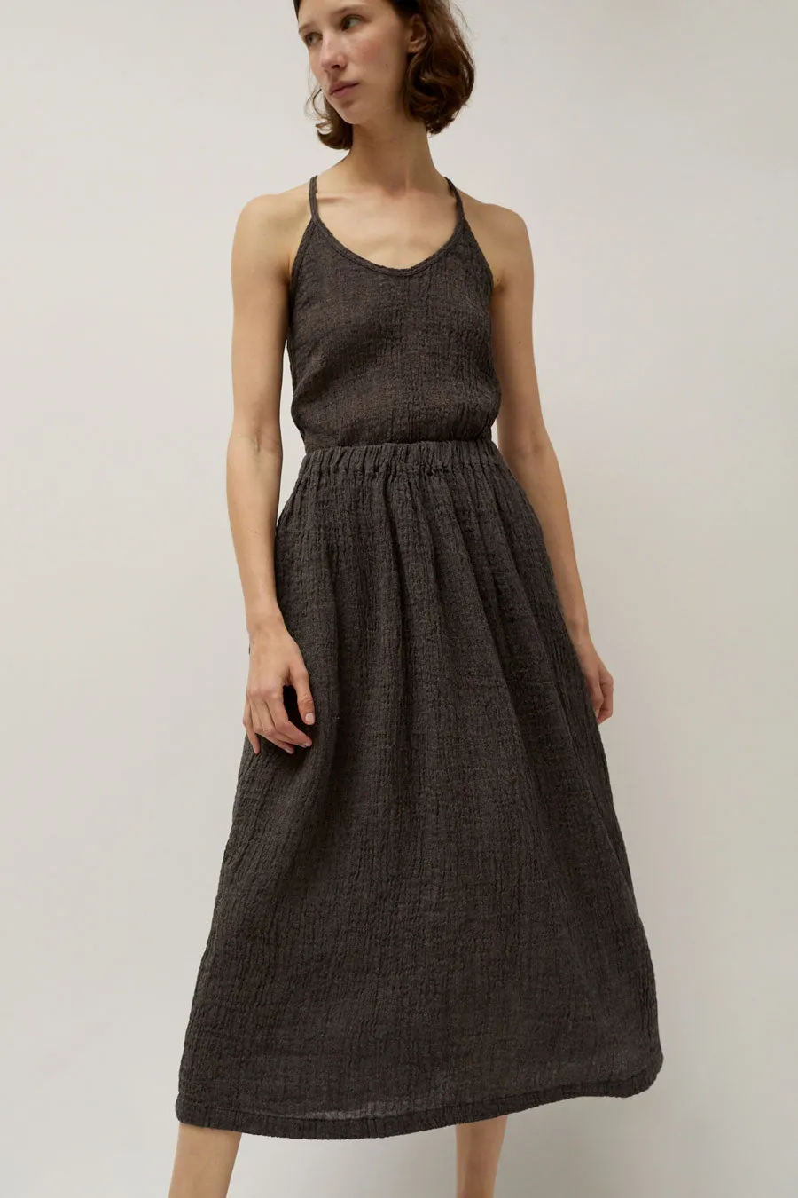 Black Crane Classic Skirt in Grey Navy sold by No. 6