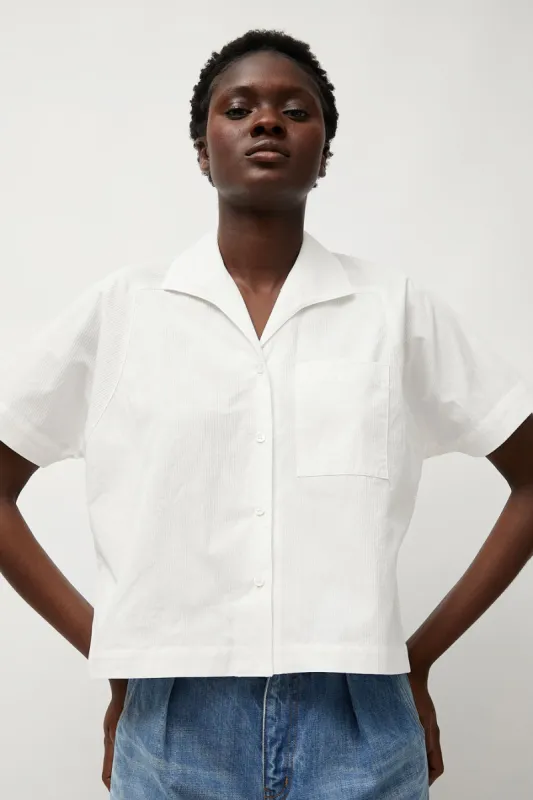 Heather Harlan Camp Shirt in White sold by No. 6