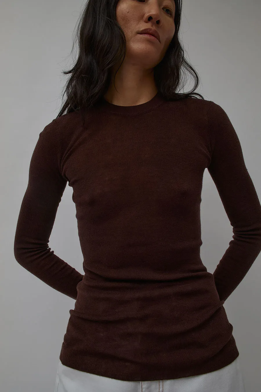 6397 Skinny Rib Crew in Brown sold by No. 6