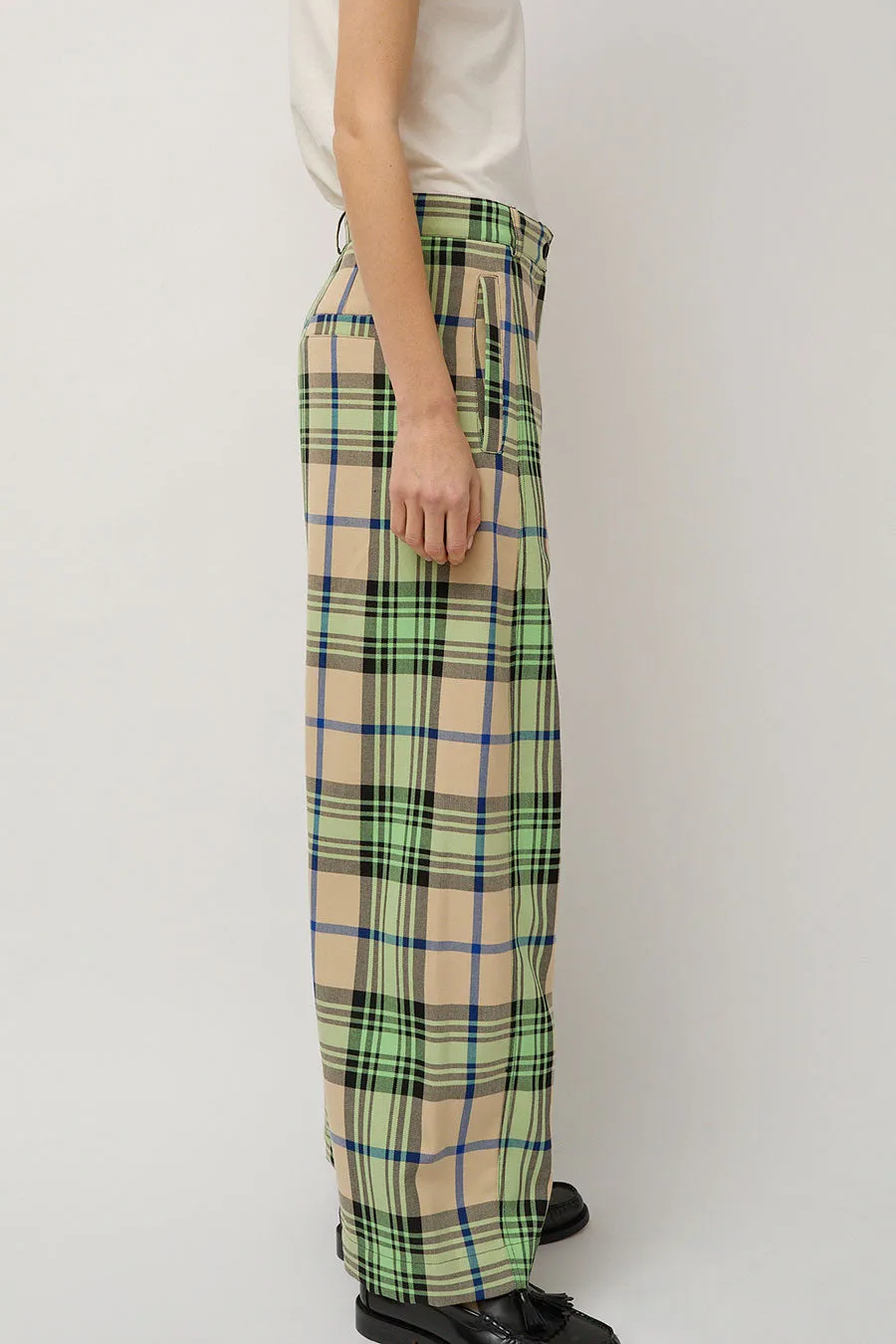 Henrik Vibskov Post Pant in Mint Beige Checks sold by No. 6 product image thumbnail 4
