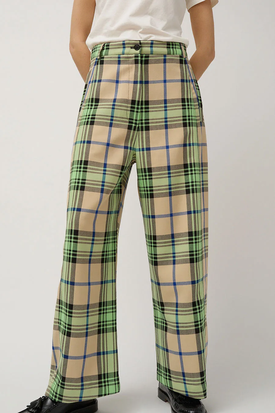 Henrik Vibskov Post Pant in Mint Beige Checks sold by No. 6 product image thumbnail 2