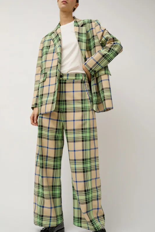 Henrik Vibskov Post Pant in Mint Beige Checks made by No. 6