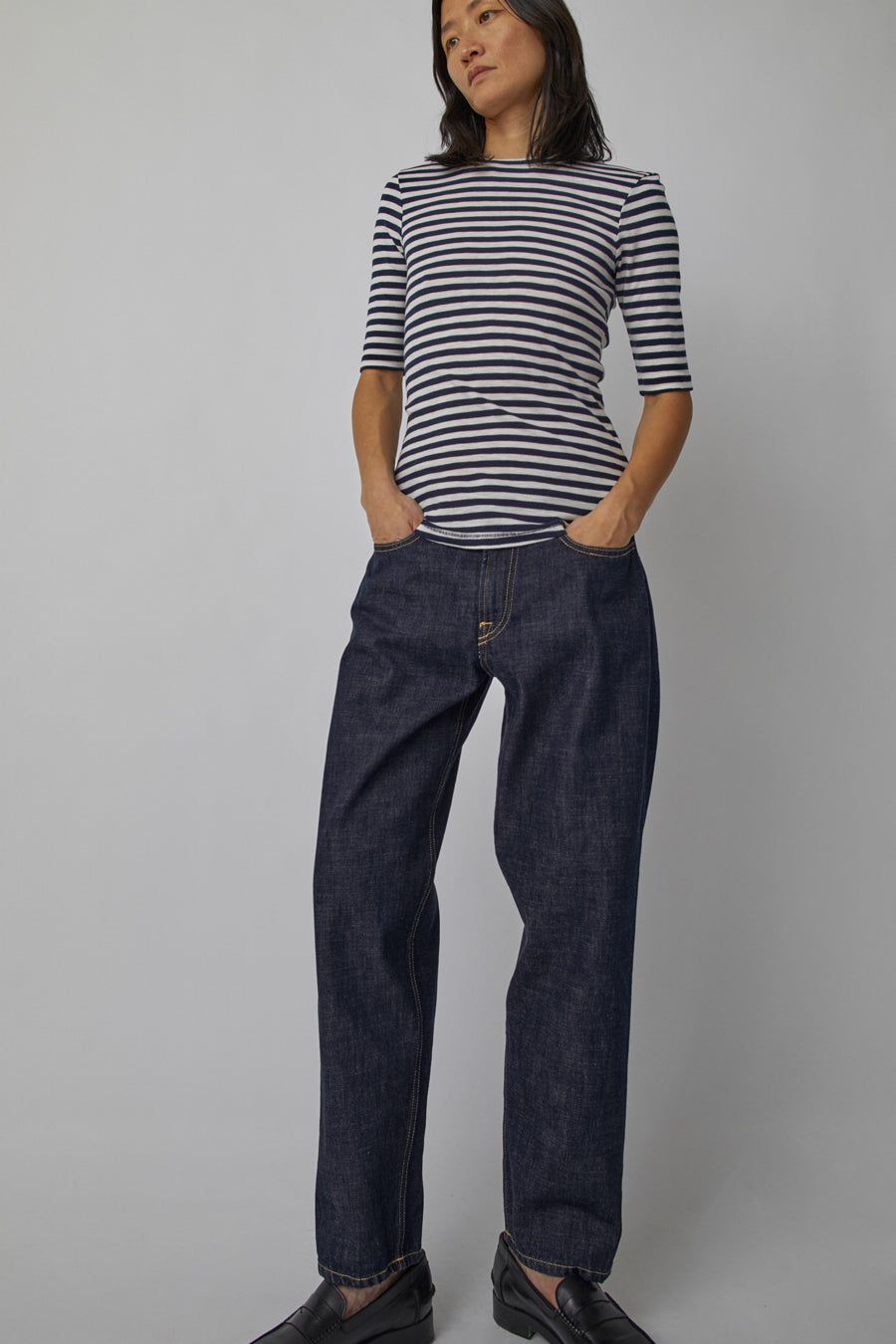 YMC Charlotte Short Sleeve Top in Navy and White sold by No. 6 product image thumbnail 3