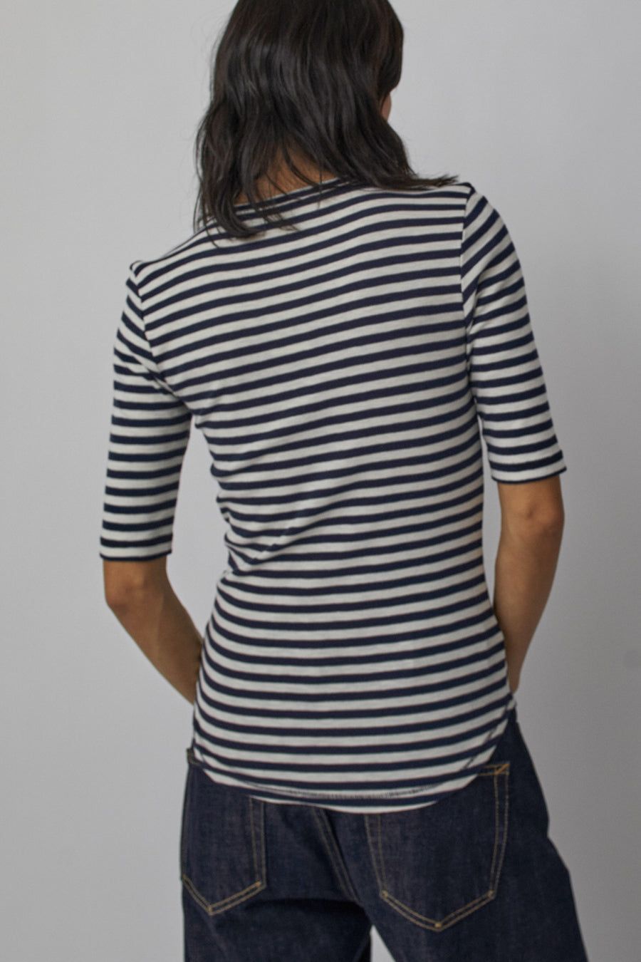 YMC Charlotte Short Sleeve Top in Navy and White sold by No. 6 product image thumbnail 4