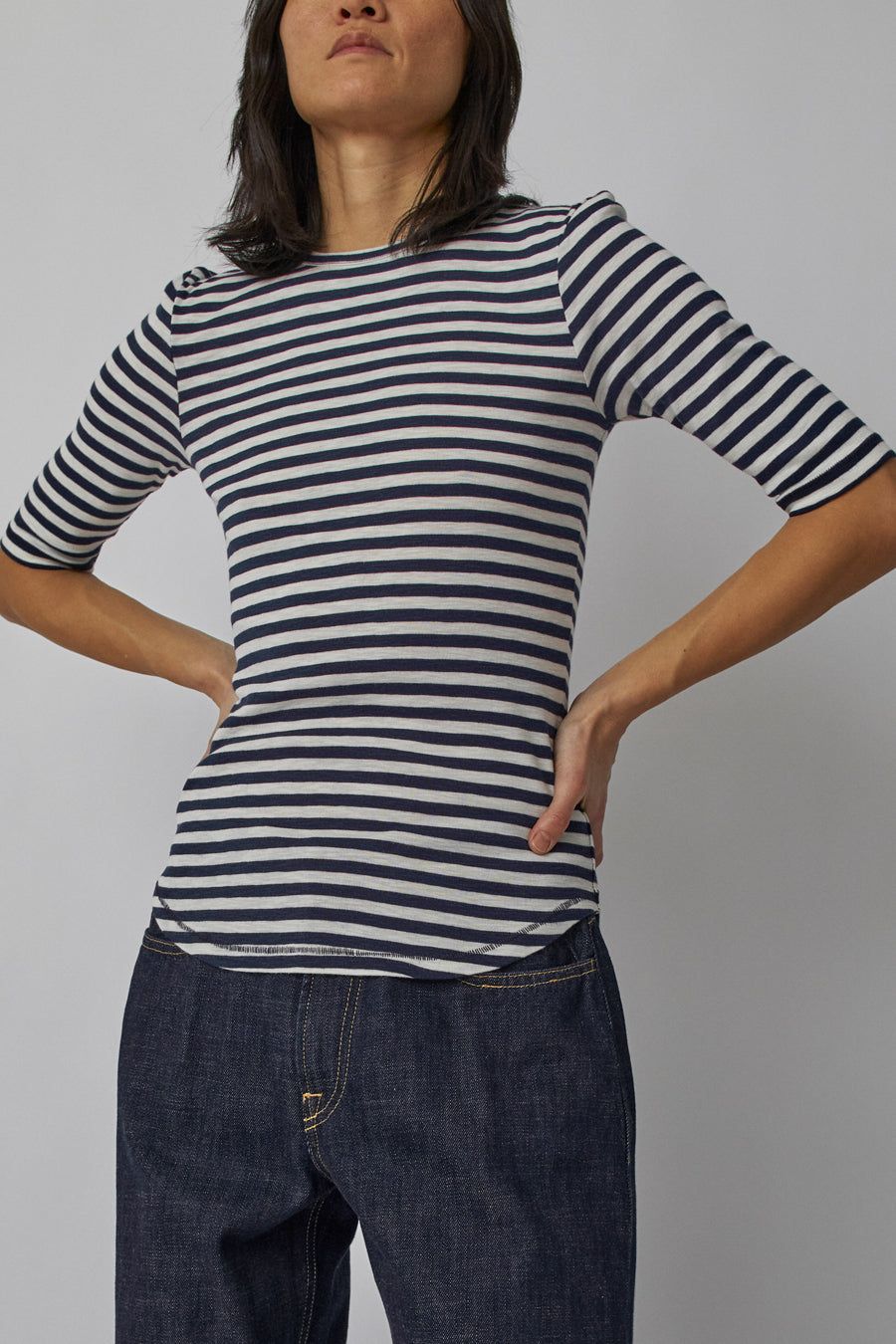 YMC Charlotte Short Sleeve Top in Navy and White sold by No. 6 product image thumbnail 5