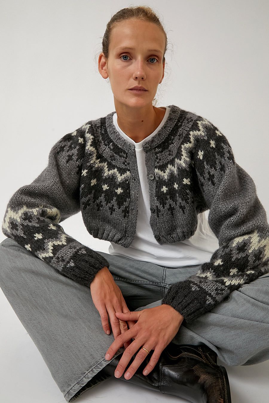 Salty Pebble Nordic Bolero Cardigan in Melange Grey sold by No. 6 product image thumbnail 6