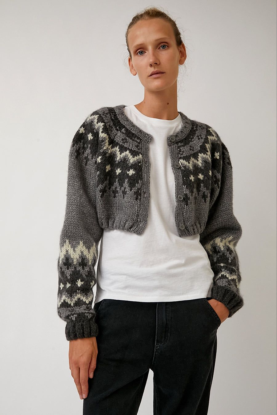 Salty Pebble Nordic Bolero Cardigan in Melange Grey sold by No. 6 product image thumbnail 3