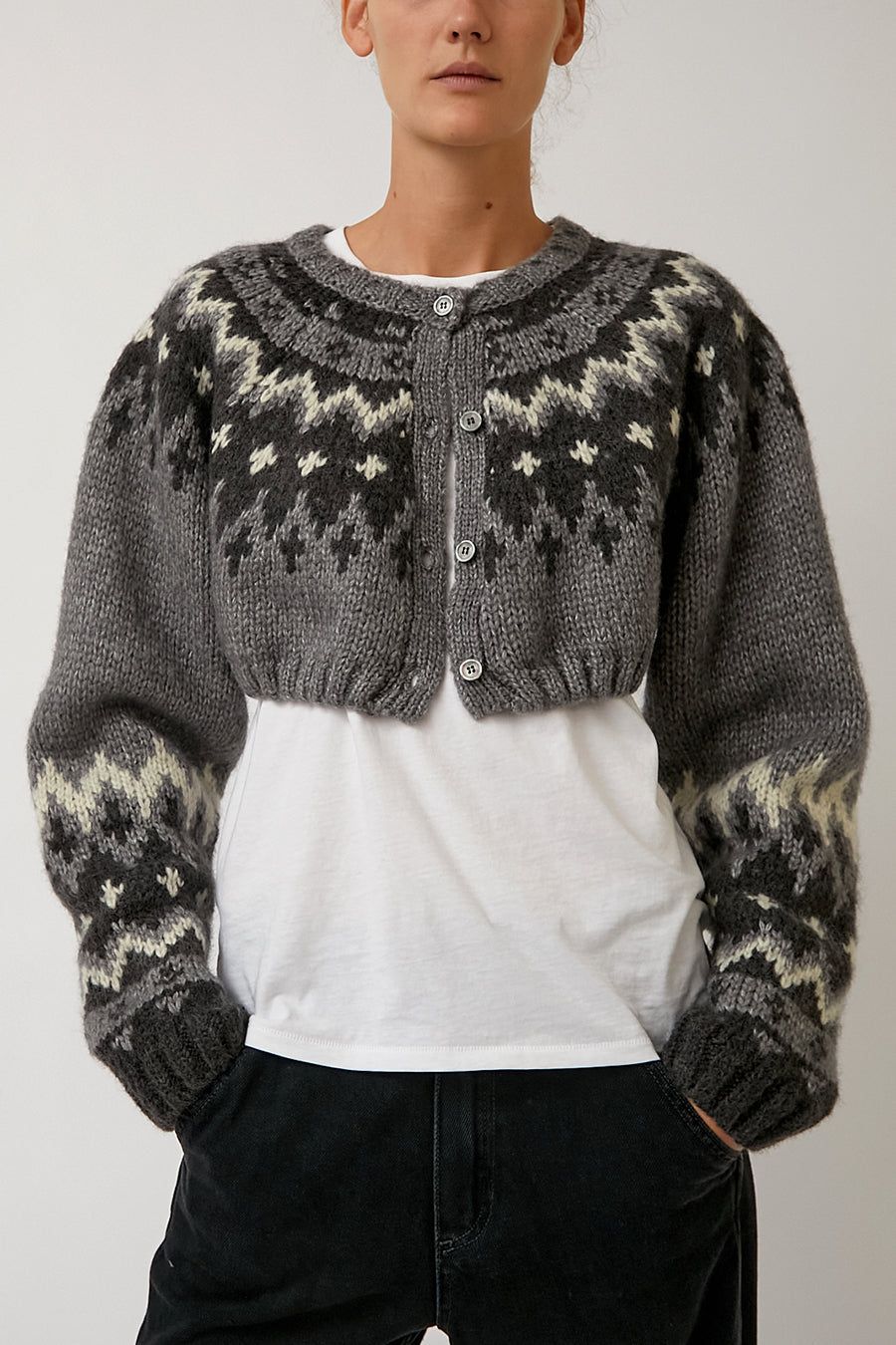 Salty Pebble Nordic Bolero Cardigan in Melange Grey sold by No. 6 product image thumbnail 2