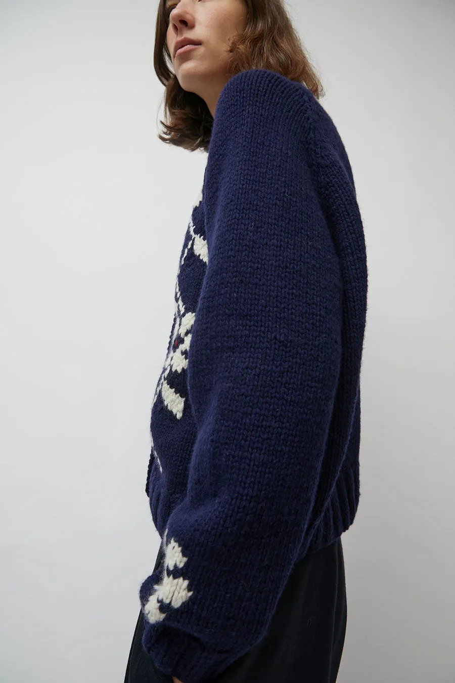 YMC Atomic Flower Cardigan in Navy sold by No. 6 product image thumbnail 3